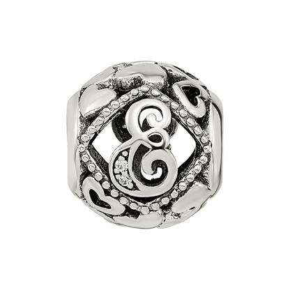 Sterling Silver Reflections CZ Letter E Bead