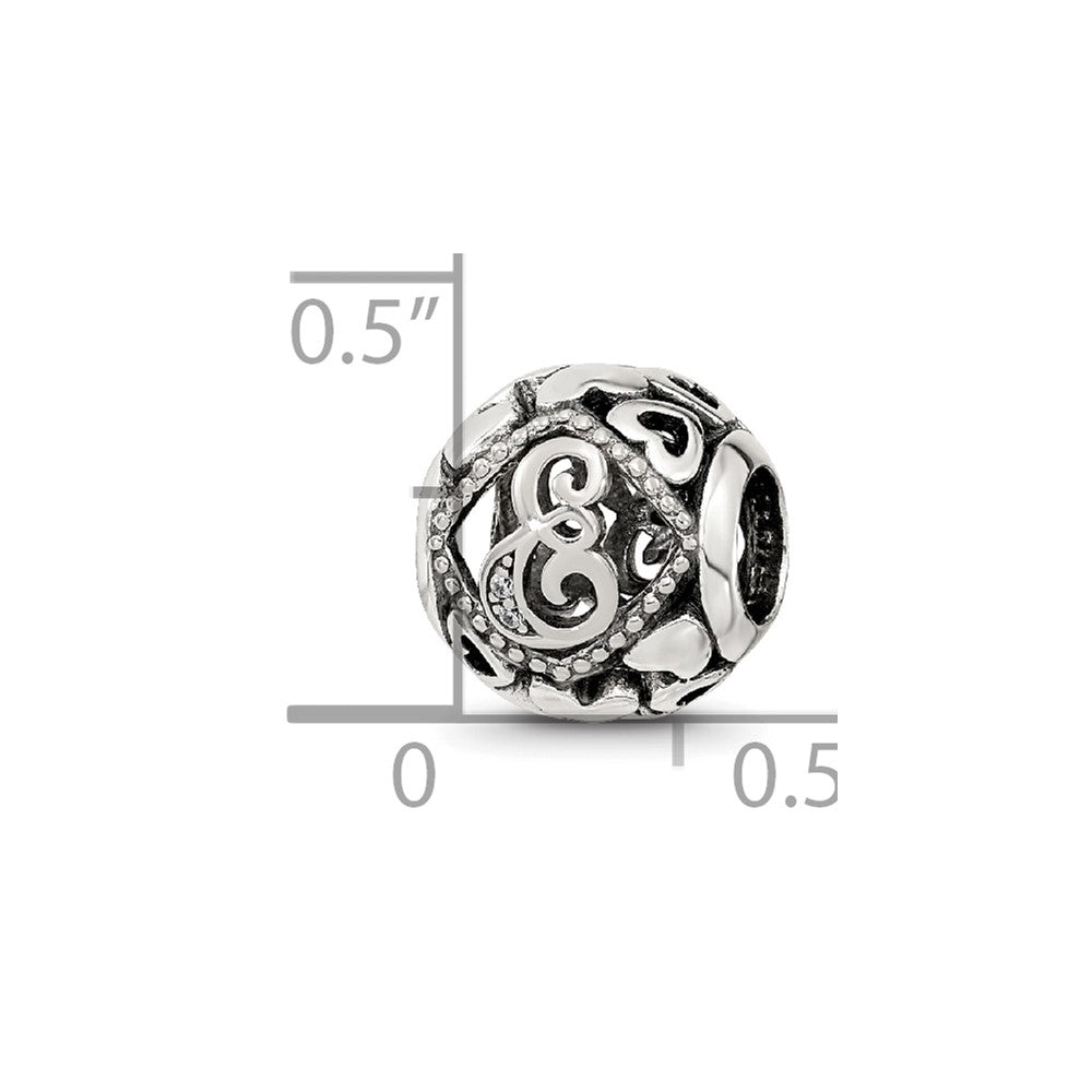 Sterling Silver Reflections CZ Letter E Bead