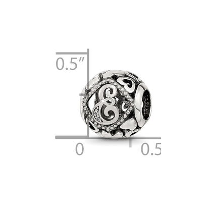 Sterling Silver Reflections CZ Letter E Bead