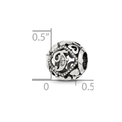 Sterling Silver Reflections CZ Letter F Bead