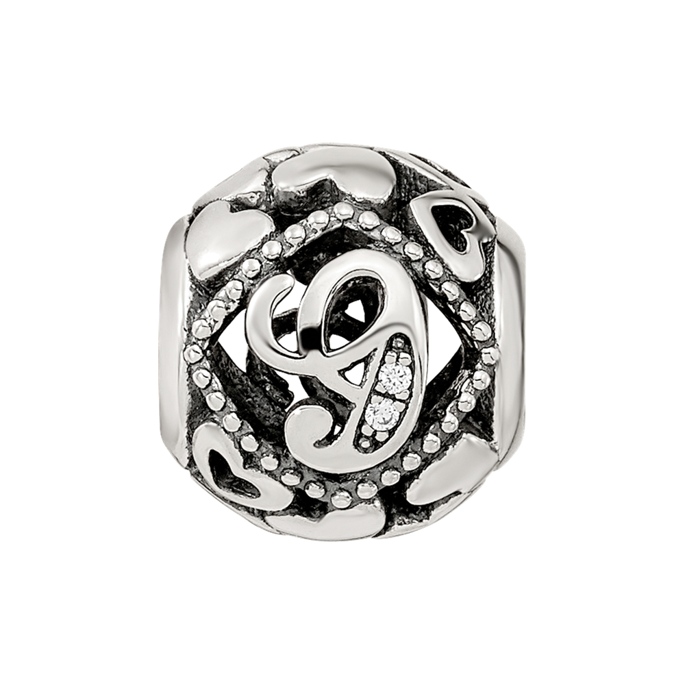 Sterling Silver Reflections CZ Letter G Bead