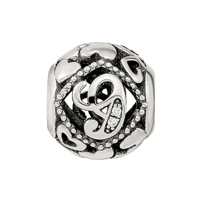 Sterling Silver Reflections CZ Letter G Bead