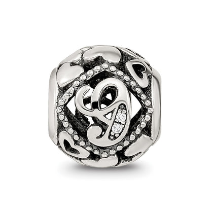 Sterling Silver Reflections CZ Letter G Bead