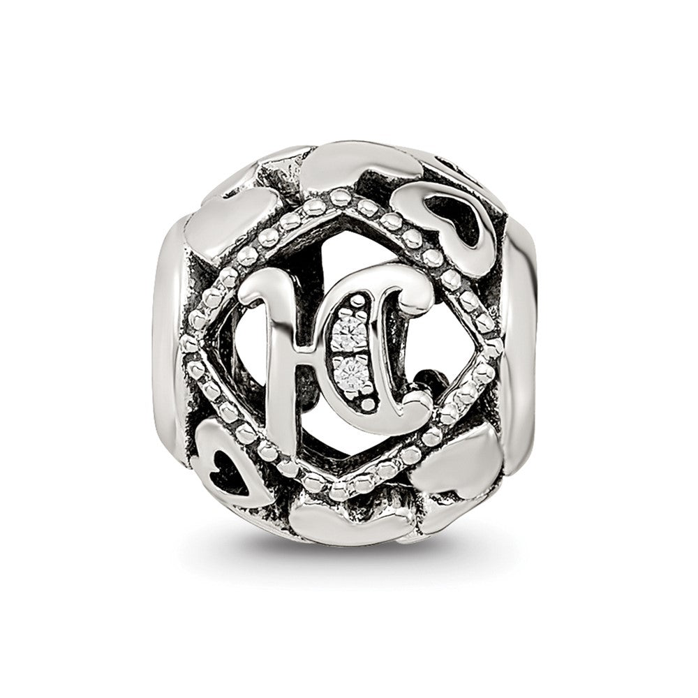 Sterling Silver Reflections CZ Letter H Bead