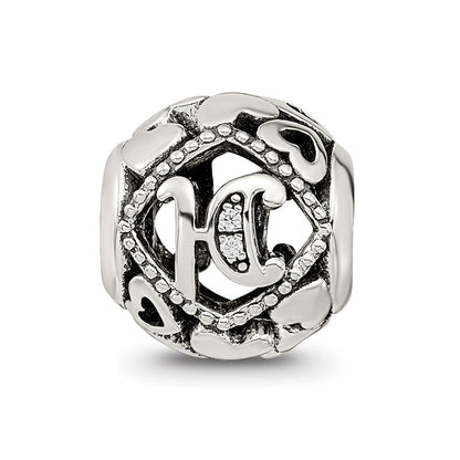 Sterling Silver Reflections CZ Letter H Bead