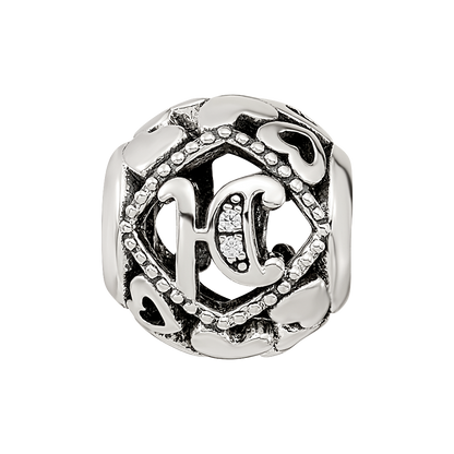 Sterling Silver Reflections CZ Letter H Bead