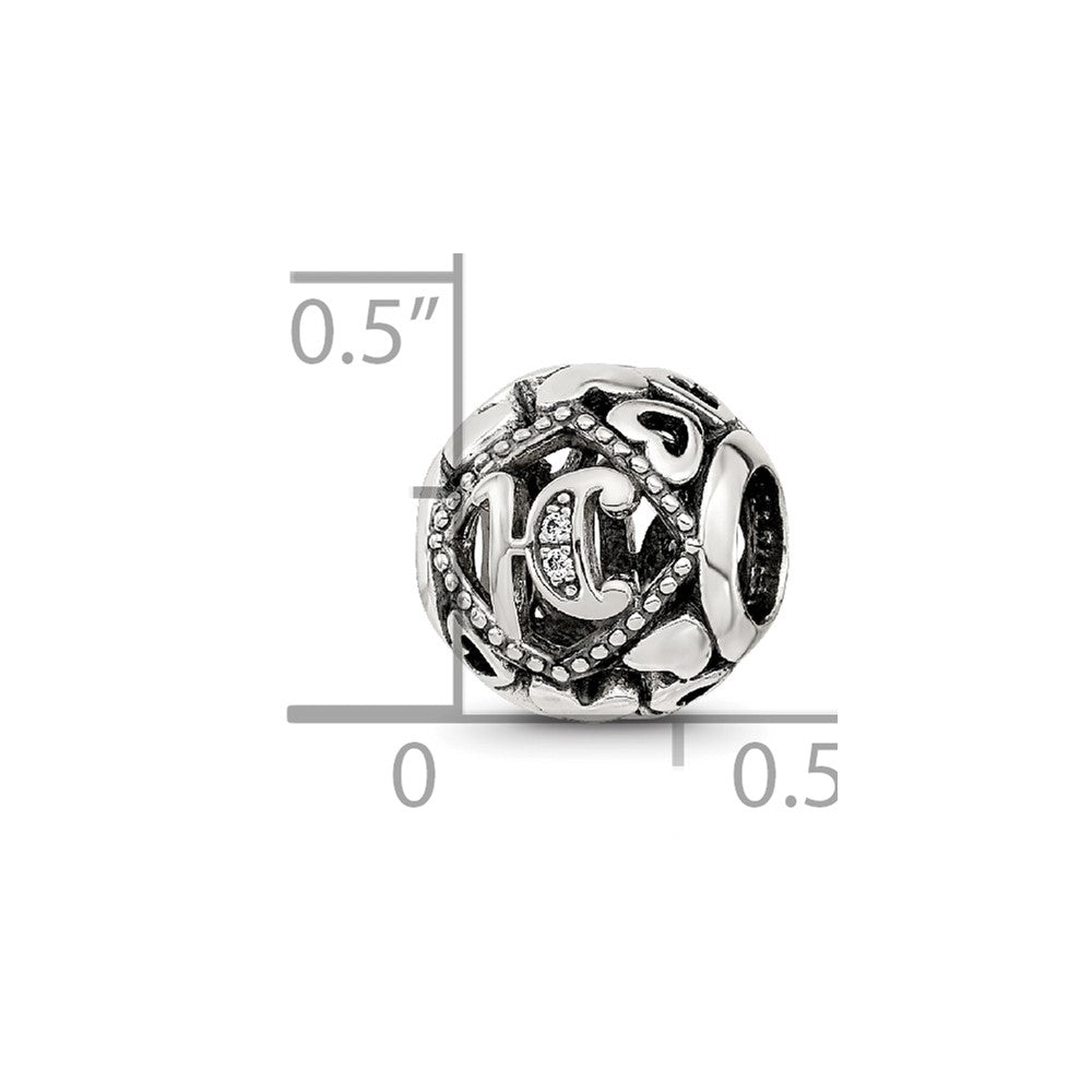 Sterling Silver Reflections CZ Letter H Bead