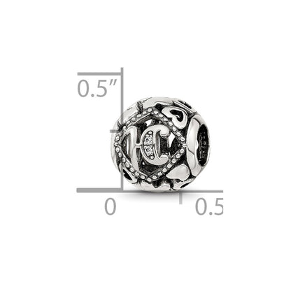 Sterling Silver Reflections CZ Letter H Bead