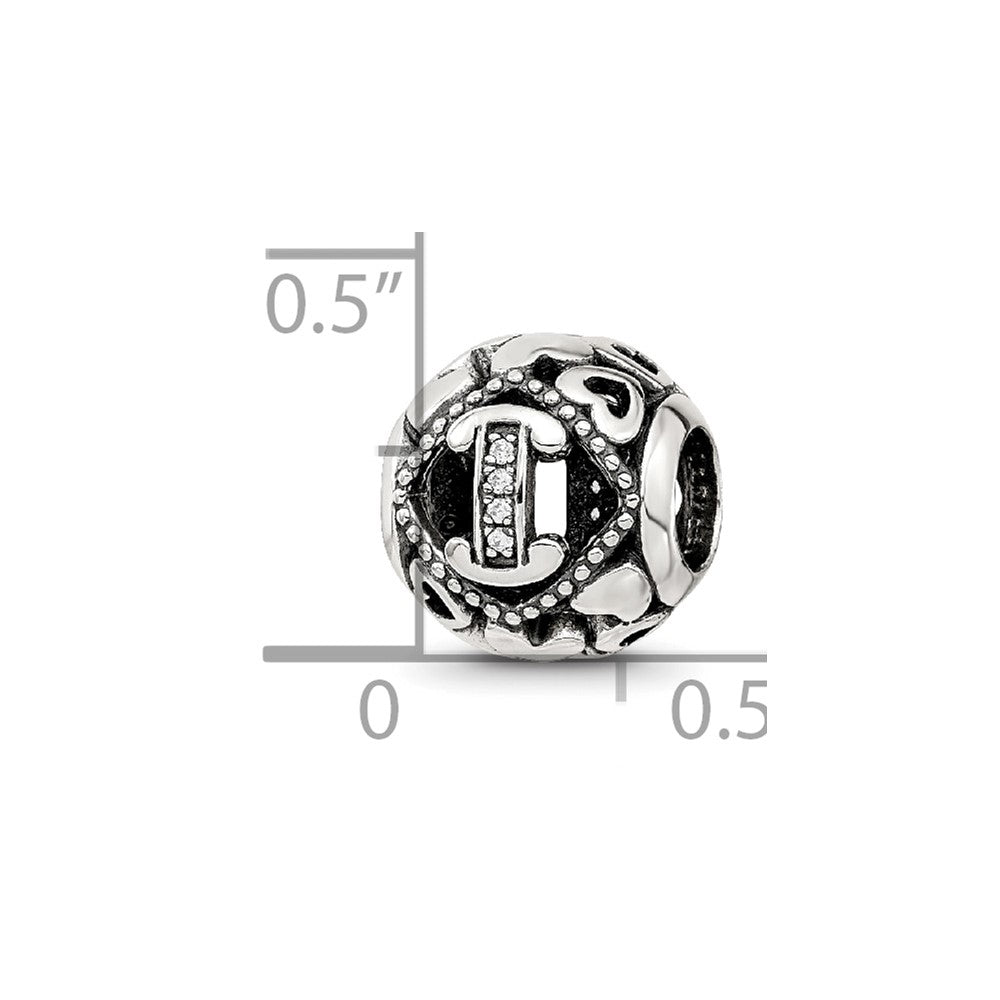 Sterling Silver Reflections CZ Letter I Bead