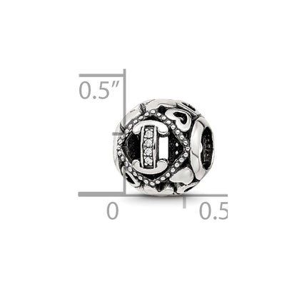Sterling Silver Reflections CZ Letter I Bead
