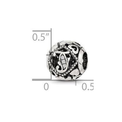 Sterling Silver Reflections CZ Letter T Bead
