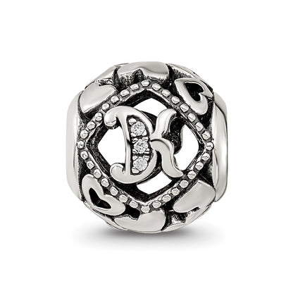 Sterling Silver Reflections CZ Letter K Bead