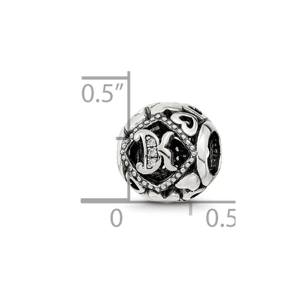 Sterling Silver Reflections CZ Letter K Bead