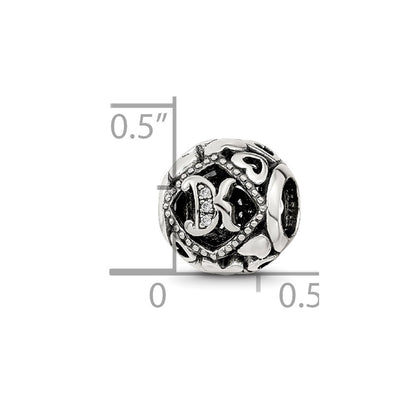 Sterling Silver Reflections CZ Letter K Bead