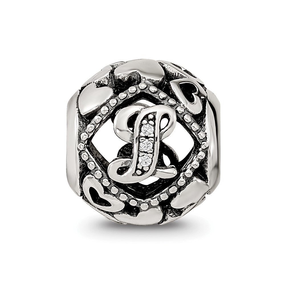Sterling Silver Reflections CZ Letter L Bead