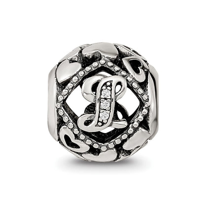 Sterling Silver Reflections CZ Letter L Bead