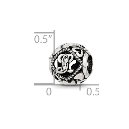 Sterling Silver Reflections CZ Letter L Bead