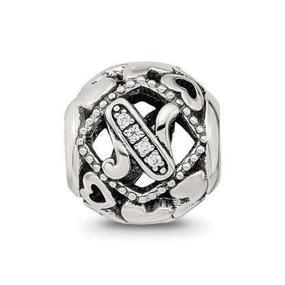 Sterling Silver Reflections CZ Letter N Bead