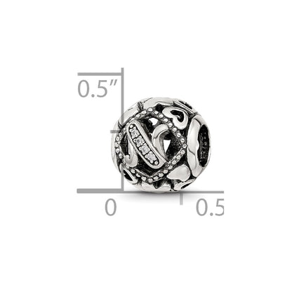 Sterling Silver Reflections CZ Letter N Bead
