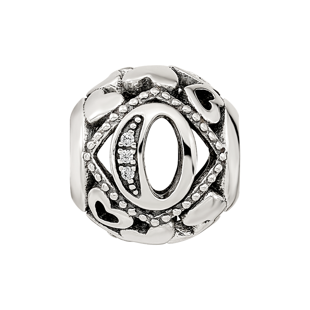 Sterling Silver Reflections CZ Letter O Bead