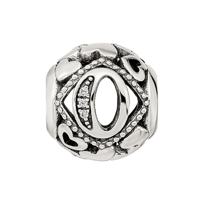 Sterling Silver Reflections CZ Letter O Bead