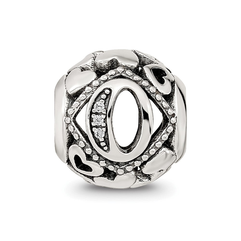 Sterling Silver Reflections CZ Letter O Bead