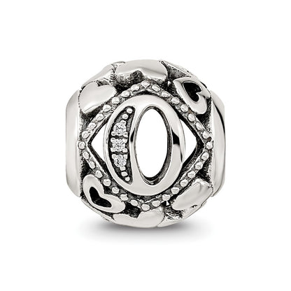 Sterling Silver Reflections CZ Letter O Bead