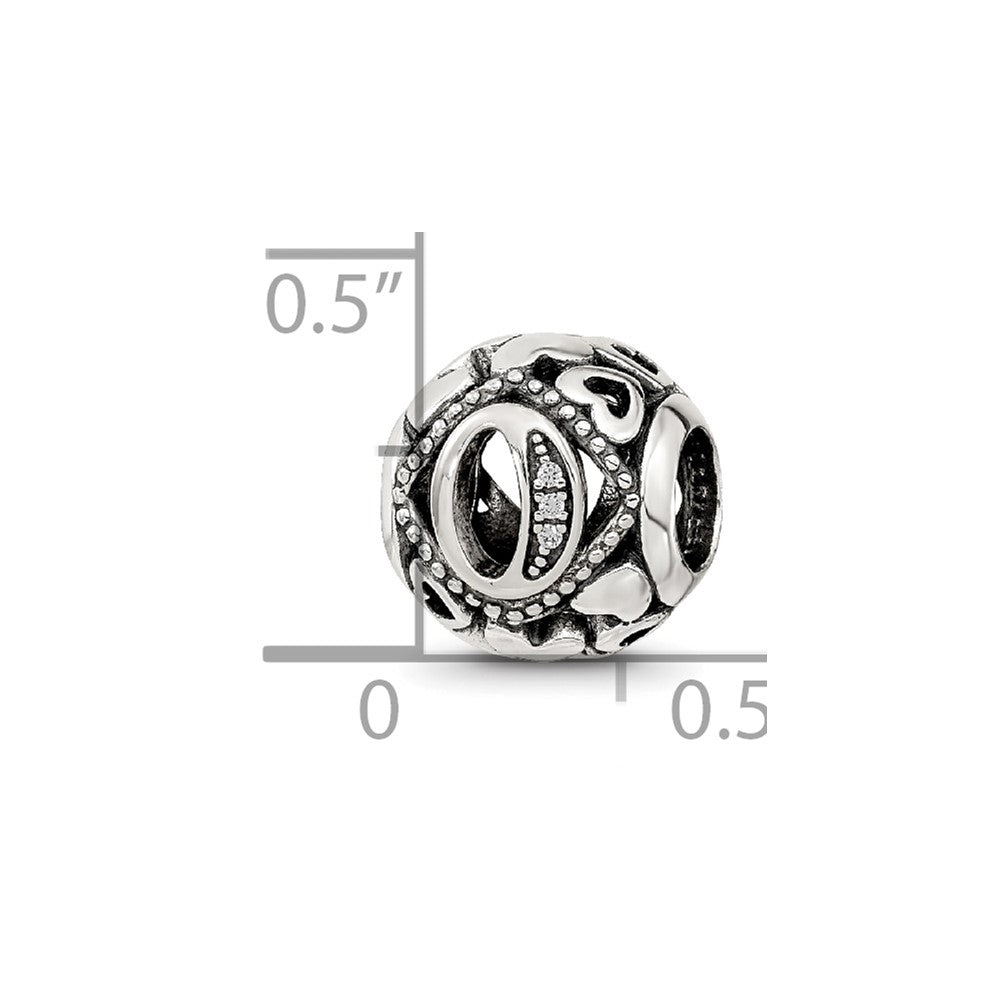 Sterling Silver Reflections CZ Letter O Bead