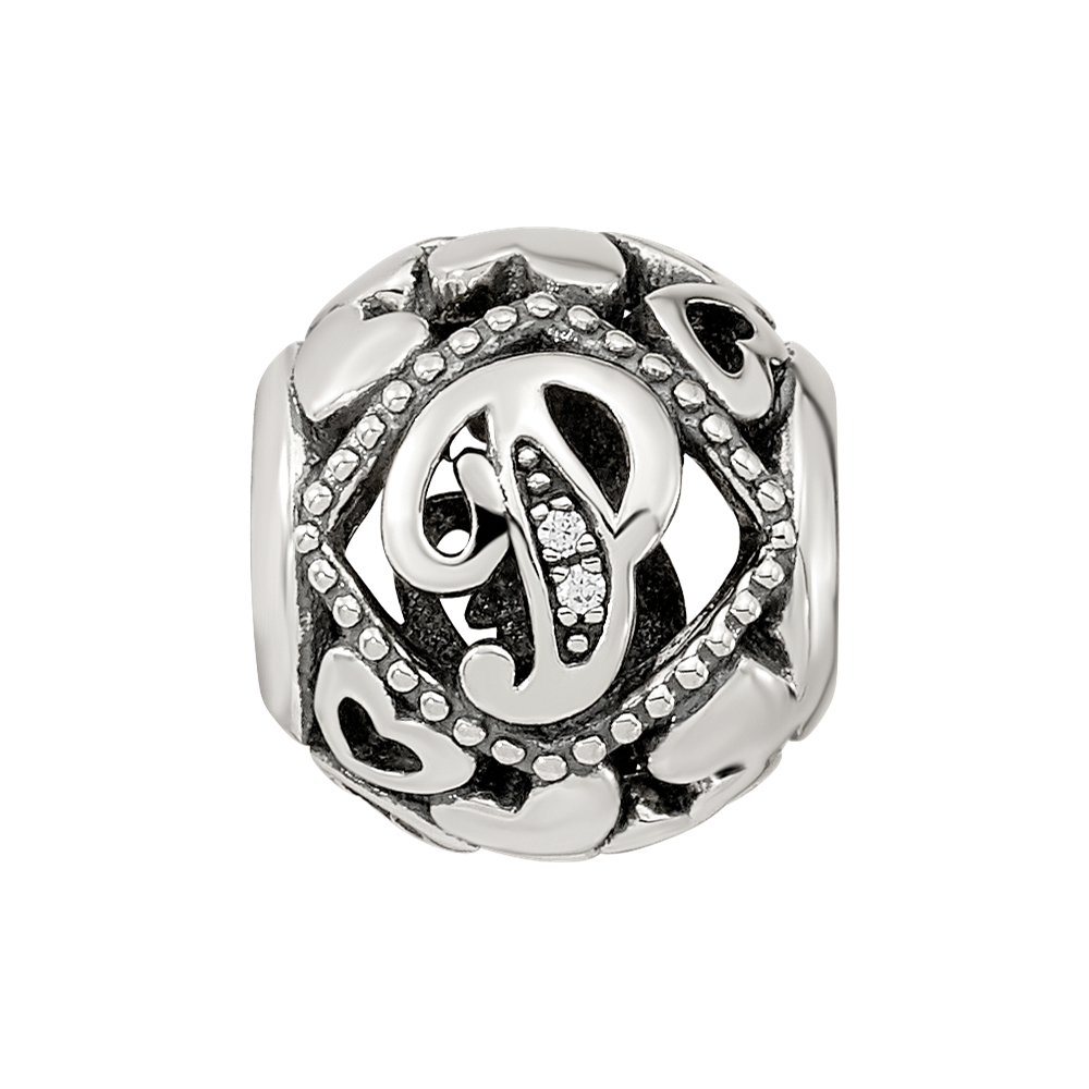 Sterling Silver Reflections CZ Letter P Bead