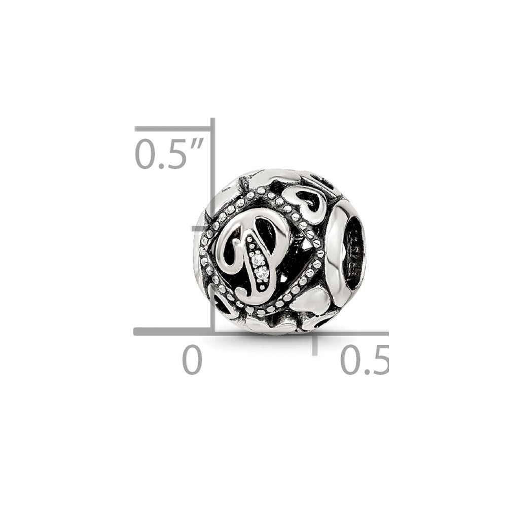 Sterling Silver Reflections CZ Letter P Bead