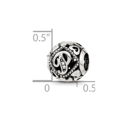 Sterling Silver Reflections CZ Letter P Bead