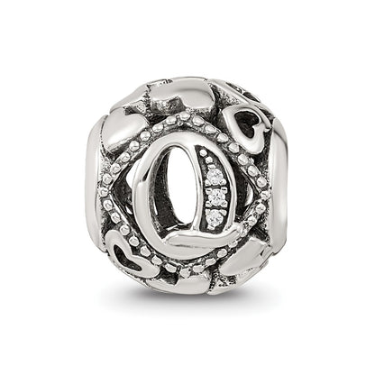 Sterling Silver Reflections CZ Letter Q Bead
