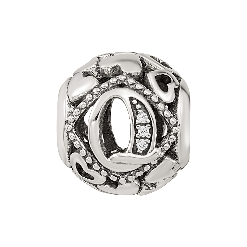 Sterling Silver Reflections CZ Letter Q Bead