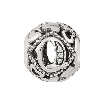 Sterling Silver Reflections CZ Letter Q Bead