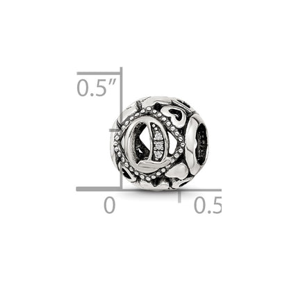 Sterling Silver Reflections CZ Letter Q Bead