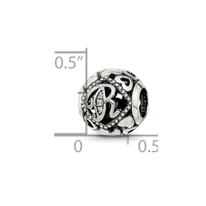 Sterling Silver Reflections CZ Letter R Bead