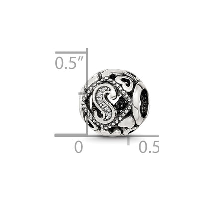Sterling Silver Reflections CZ Letter S Bead