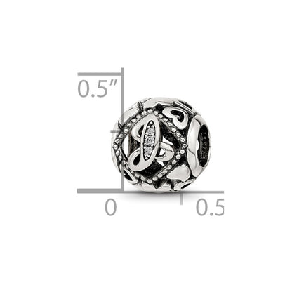 Sterling Silver Reflections CZ Letter J Bead