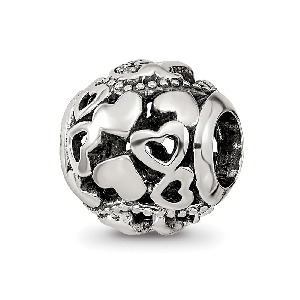 Sterling Silver Reflections CZ Letter U Bead
