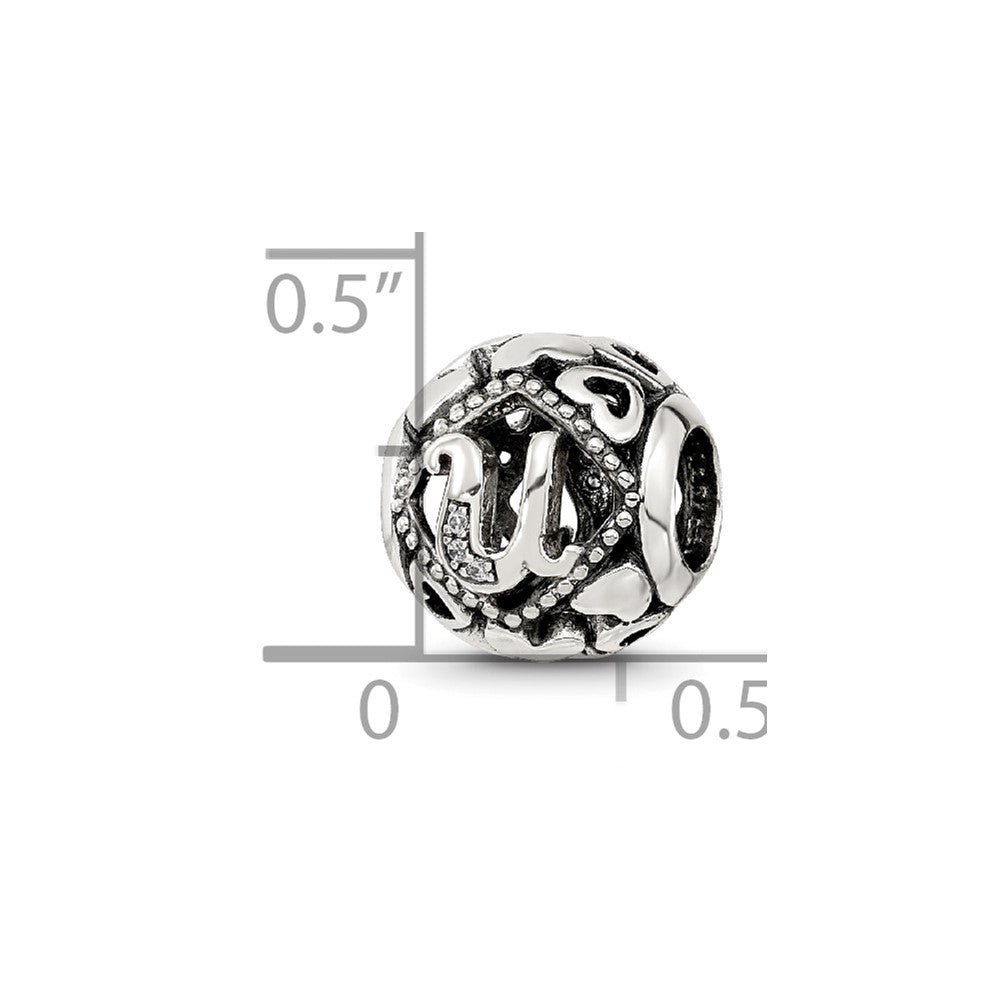 Sterling Silver Reflections CZ Letter U Bead