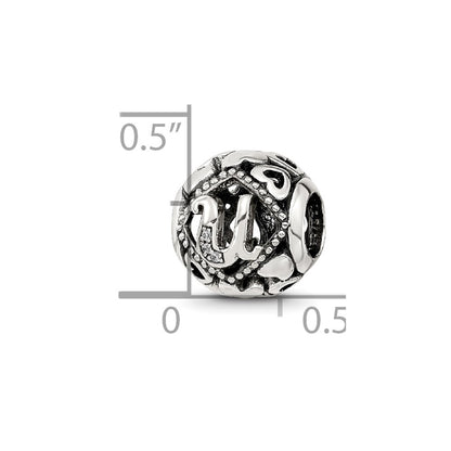 Sterling Silver Reflections CZ Letter U Bead