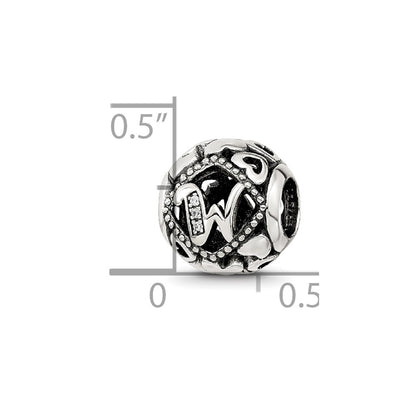 Sterling Silver Reflections CZ Letter W Bead
