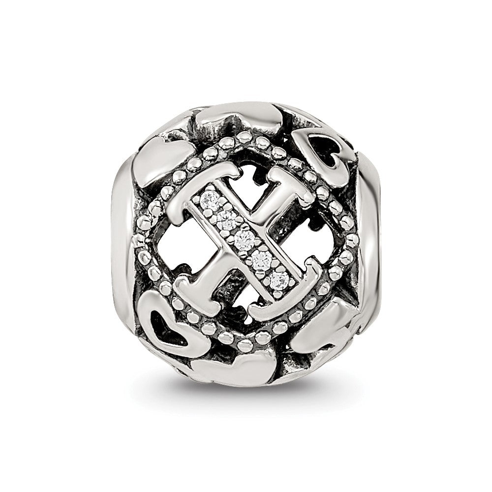 Sterling Silver Reflections CZ Letter X Bead