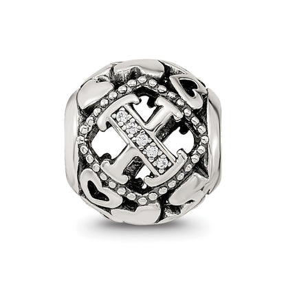 Sterling Silver Reflections CZ Letter X Bead