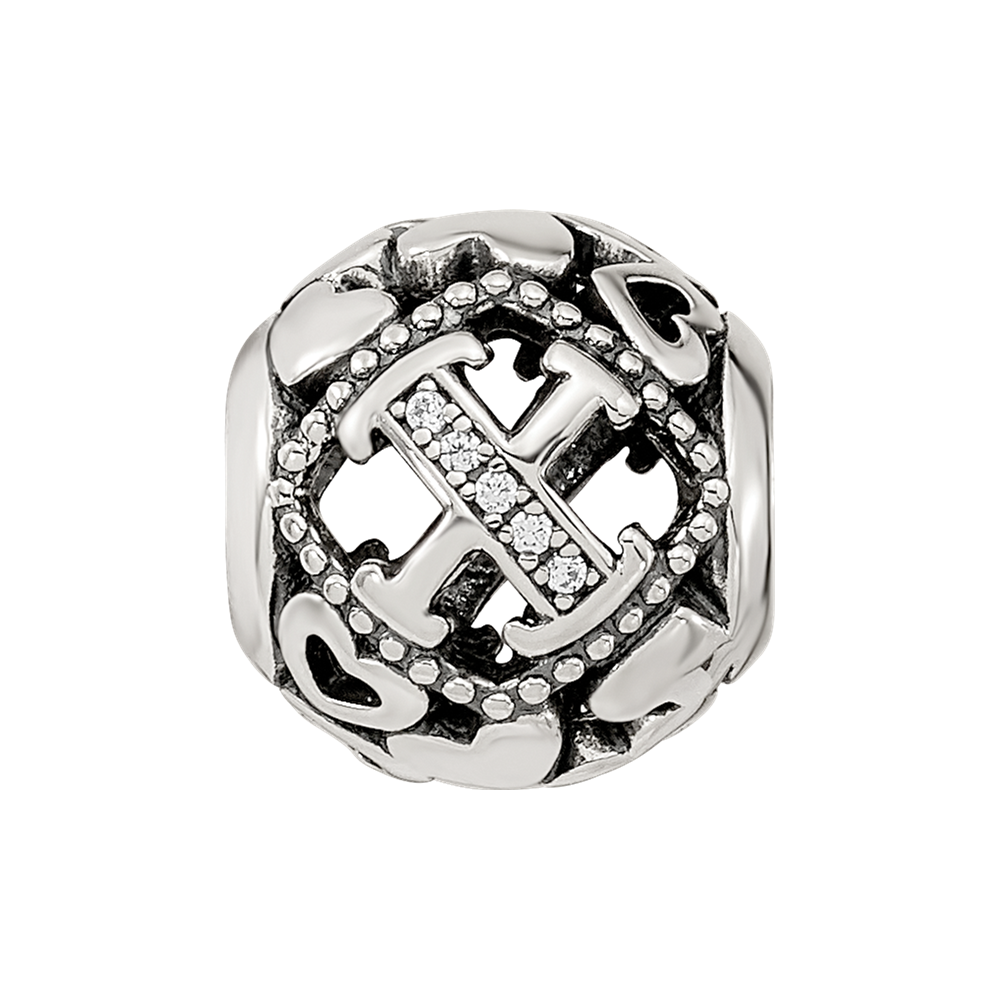 Sterling Silver Reflections CZ Letter X Bead