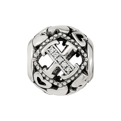 Sterling Silver Reflections CZ Letter X Bead
