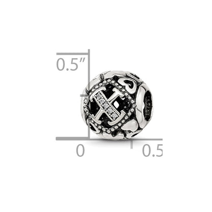 Sterling Silver Reflections CZ Letter X Bead