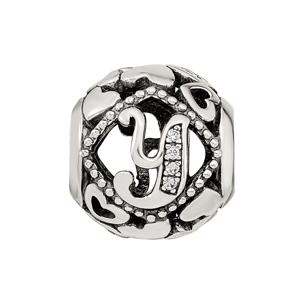 Sterling Silver Reflections CZ Letter Y Bead