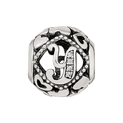 Sterling Silver Reflections CZ Letter Y Bead