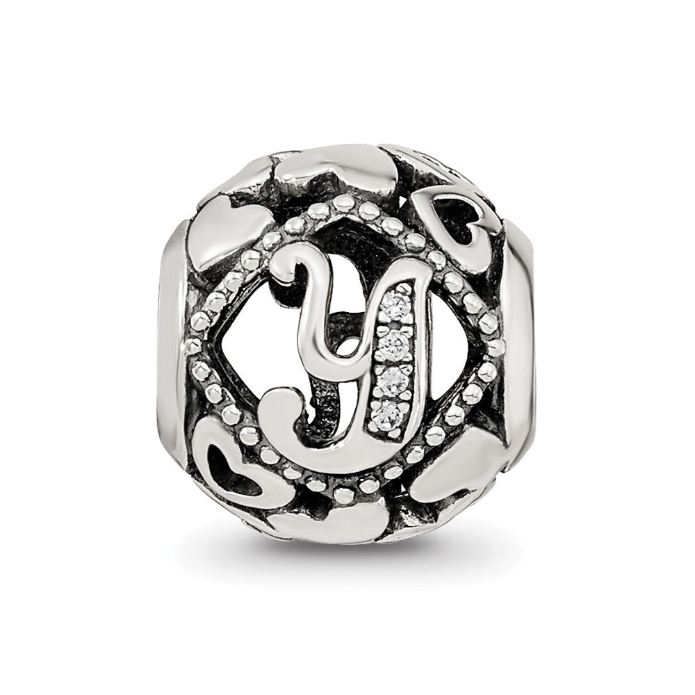 Sterling Silver Reflections CZ Letter Y Bead